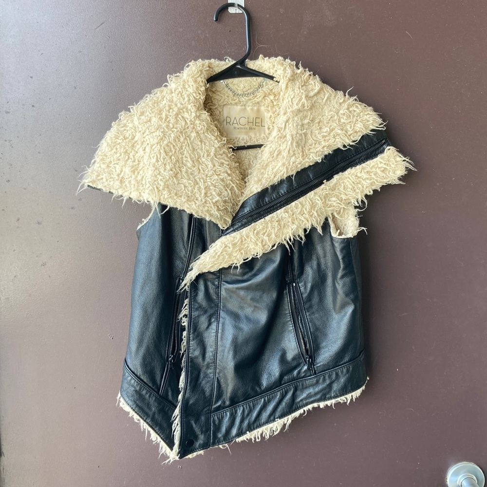 Rachel Roy leather vest with faux fur